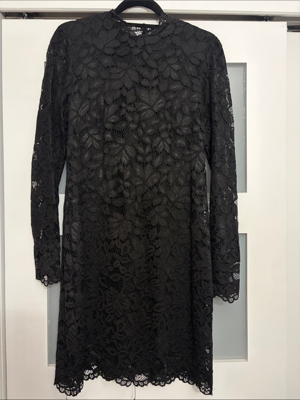 H&M Black Floral Lace Long-Sleeve Dress
